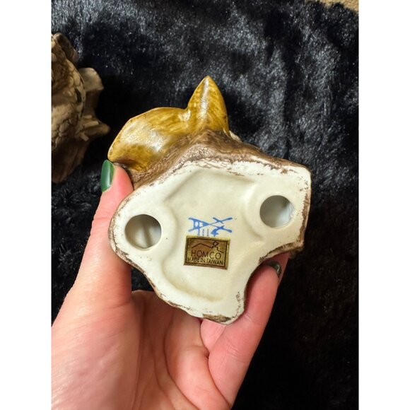 Vintage Homco Owl Figurines Set Of 2 Hand-Painted Collectible Home Decor 70's - Picture 7 of 8